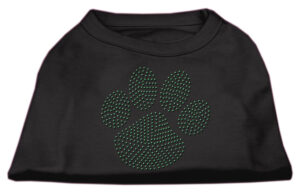 Green Paw Rhinestud Shirts Black L
