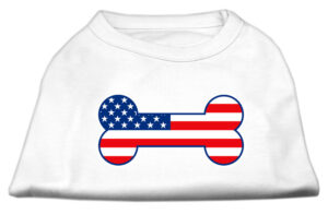 Bone Shaped American Flag Screen Print Shirts  White Xl