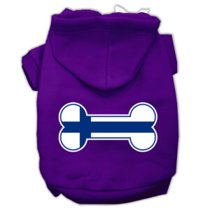 Bone Shaped Finland Flag Screen Print Pet Hoodies Purple Xs (8)