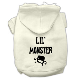 Lil Monster Screen Print Pet Hoodies Cream Size Xs (8)