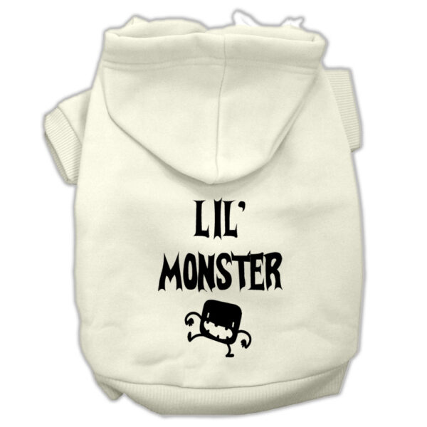 Lil Monster Screen Print Pet Hoodies Cream Size Xs (8)