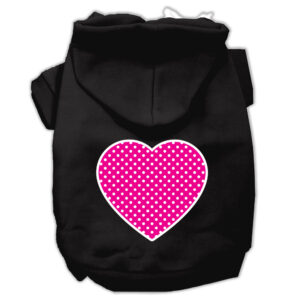 Pink Swiss Dot Heart Screen Print Pet Hoodies Black Size Xxl (18)