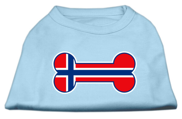 Bone Shaped Norway Flag Screen Print Shirts Baby Blue Xxl