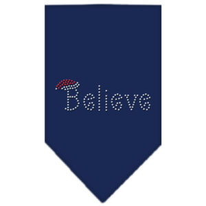 Believe Rhinestone Bandana Navy Blue Large