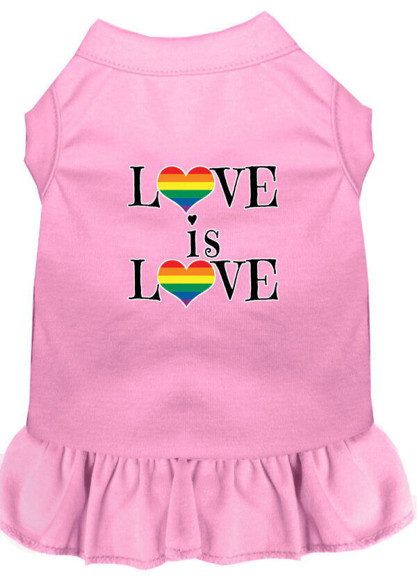 Love Is Love Screen Print Dog Dress Light Pink Lg