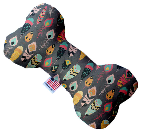Gray Feathers Wanderlust 6 Inch Canvas Bone Dog Toy