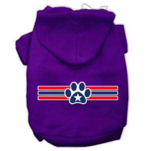 Patriotic Star Paw Screen Print Pet Hoodies Purple Size Xl (16)
