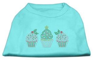 Christmas Cupcakes Rhinestone Shirt Aqua Xxl