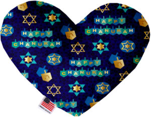 Chanukah Bliss 6 Inch Canvas Heart Dog Toy