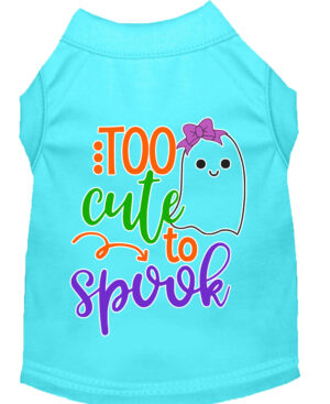 Too Cute To Spook-girly Ghost Screen Print Dog Shirt Aqua Lg