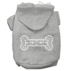 Henna Bone Screen Print Pet Hoodies Grey Size Xxl (18)