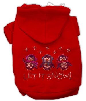 Let It Snow Penguins Rhinestone Hoodie Red Xxxl(20)