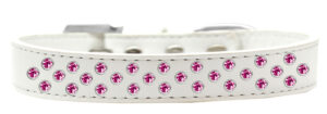 Sprinkles Dog Collar Bright Pink Crystals Size 18 White