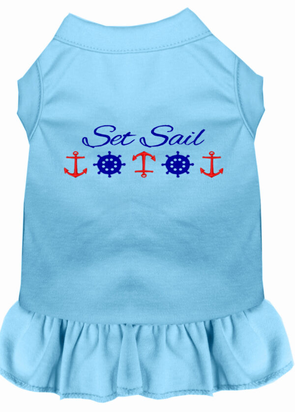 Set Sail Embroidered Dog Dress Baby Blue Lg