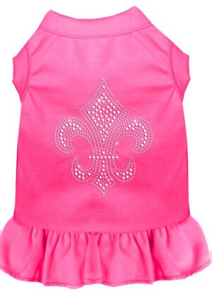 Silver Fleur De Lis Rhinestone Dress Bright Pink Sm