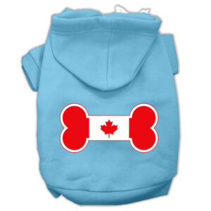 Bone Shaped Canadian Flag Screen Print Pet Hoodies Baby Blue Xxl (18)