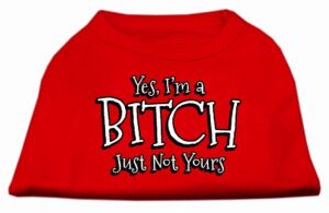 Yes Im A Bitch Just Not Yours Screen Print Shirt Red Sm