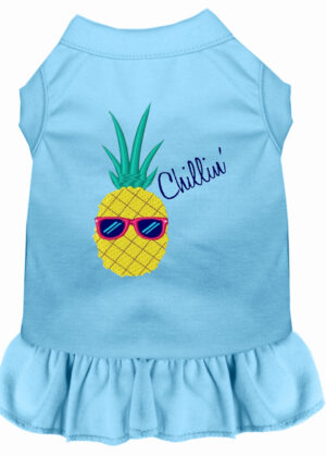 Pineapple Chillin Embroidered Dog Dress Baby Blue 4x