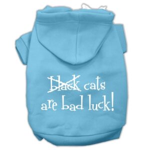Black Cats Are Bad Luck Screen Print Pet Hoodies Baby Blue Size Xxl (18)