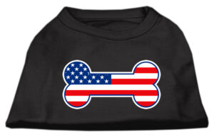 Bone Shaped American Flag Screen Print Shirts  Black Xl