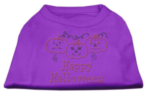Happy Halloween Rhinestone Shirts Purple Xl