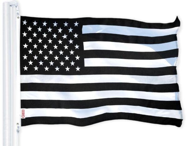 G128 - USA Black and White Flag 150D Polyester 3x5 FT Printed Flag - Protest Flag Brass Grommets Indoor/Outdoor - Much Thicker More Durable Than 100D 75D Polyester