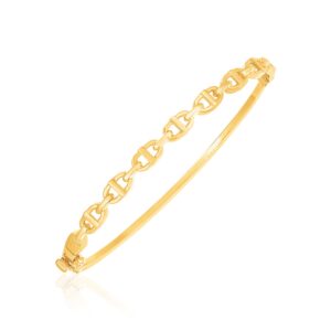 14k Yellow Gold High Polish Puffed Mariner Bangle