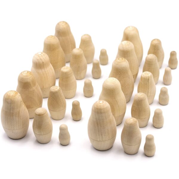 AEVVV Lot of Blank Nesting Dolls of 10 Sets by 3 pcs   Blank Russian Nesting Dolls   Nesting Dolls Unpainted   Wooden Dolls Unfinished - Image 4