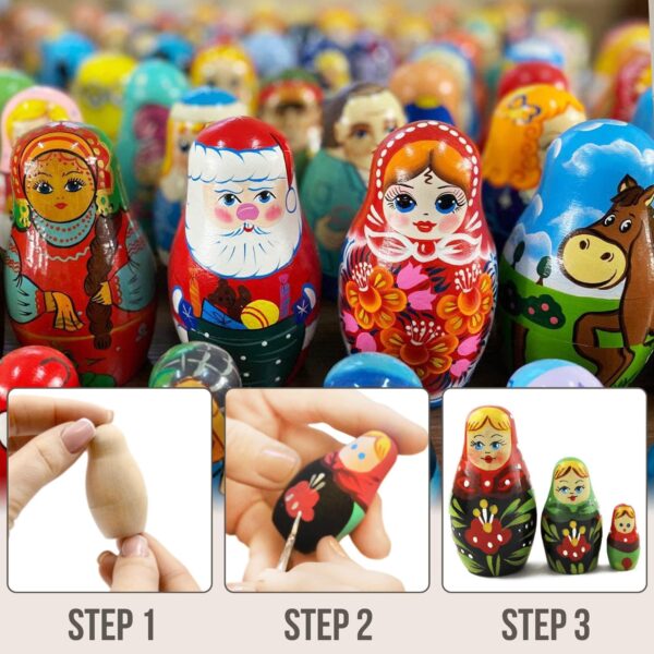 AEVVV Lot of Blank Nesting Dolls of 10 Sets by 3 pcs   Blank Russian Nesting Dolls   Nesting Dolls Unpainted   Wooden Dolls Unfinished - Image 6