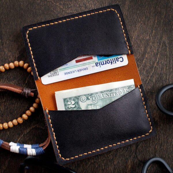Leather Cardholder Wallet   Compact Slim Design for Men & Women Front Pocket Credit Card Holder Business Card Case - Image 2