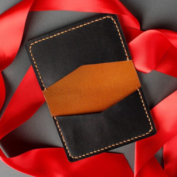 Leather Cardholder Wallet   Compact Slim Design for Men & Women Front Pocket Credit Card Holder Business Card Case - Image 3