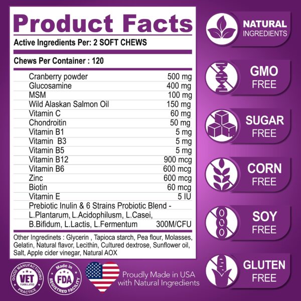 Dog Multivitamin Chewable with Glucosamine   Dog Vitamins and Supplements   Senior & Puppy Multivitamin for Dogs   Pet Joint Support Health   Immunity   Mobility   Energy   Gut   Skin   120 Chews - Image 6