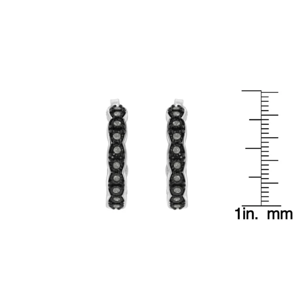 Black Rhodium and .925 Sterling Silver 1/4 cttw Miracle Plate Set Diamond "C" Shape Hoop Earring(I-J Color, I3 Clarity) - Image 6