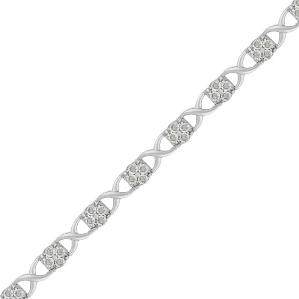 Sterling Silver Rose-Cut Diamond Love Locks Link Bracelet (1.00cttw,I-J color,I3-Promo clarity) - Image 3