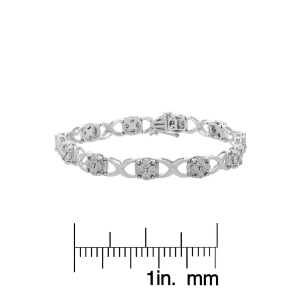 Sterling Silver Rose-Cut Diamond Love Locks Link Bracelet (1.00cttw,I-J color,I3-Promo clarity) - Image 5