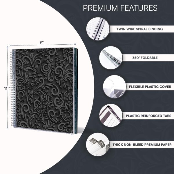 Aesthetic Planner Academic Year July 2024   June 2025 8.5 x11 with Weekly and Monthly Calendar pages   Daily Planner for Office Teacher Student Work (Black) - Image 2
