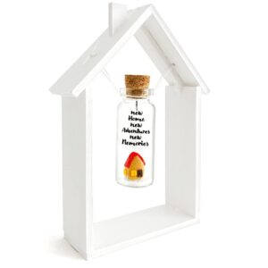 Tiny Magical Message in a Bottle Gift Idea   Classy Inspirational Gifts for Him and Her   Unique Presents for Women and Men (Colorful House   New Home New Adventures New Memories in Wooden Frame)
