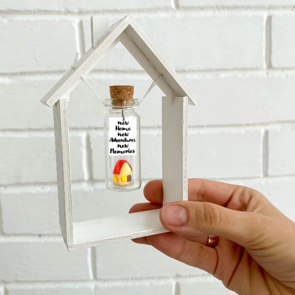 Tiny Magical Message in a Bottle Gift Idea   Classy Inspirational Gifts for Him and Her   Unique Presents for Women and Men (Colorful House   New Home New Adventures New Memories in Wooden Frame) - Image 6