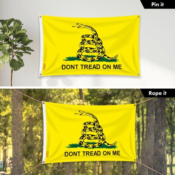 G128 Combo Pack: 6 Ft Tangle Free Aluminum Spinning Flagpole (White) & Gadsden Don't Tread On Me Flag 3x5 Ft, LiteWeave Pro Printed 150D Polyester, 4 Corner Brass Grommets | Pole with Flag Included - Image 6