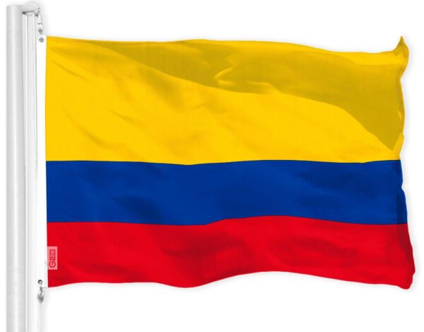 G128 Combo Pack: USA American Flag 3x5 Ft 150D Printed Stars & Colombia (Colombian) Flag 3x5 Ft 150D Printed - Image 2