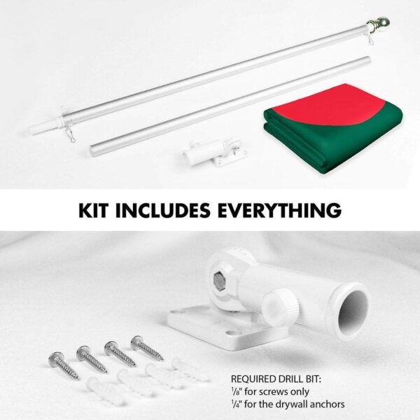 G128 Combo Pack: 6 Ft Tangle Free Spinning Flagpole (Silver) & Bangladesh Flag 3x5 Ft Printed 150D Polyester, Brass Grommets (Flag Included) Aluminum Flag Pole - Image 2
