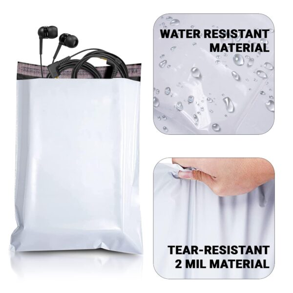 Amiff White Poly Mailers 6 x 9 Peel and Seal Poly Shipping Bags for Small Business Pack of 50 Waterproof Shipping Envelopes for Clothing 2 Mil TearProof Plastic Mailing Bags for Shipping - Image 3