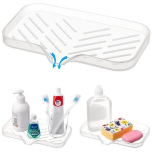1 Pc Transparent Silicone Sink Tray for Dish Sponge Holder | Silicone Sponge Holder for Kitchen Sink | Soap Tray for Kitchen Sink | Silicone Soap Dish for Kitchen Sink Organization