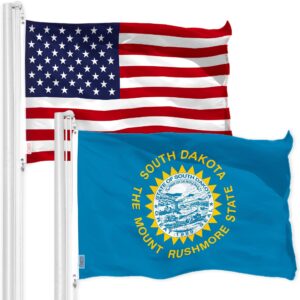 G128 Combo Pack: American USA Flag 3x5 Ft & South Dakota Flag 3x5 Ft, Both Printed 150D Polyester, Indoor/Outdoor, Brass Grommets