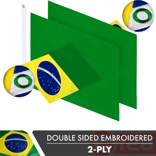 Brazil Brazilian Flag 3x5 Ft 10-Pack Double-sided Embroidered Polyester By G128 - Image 2