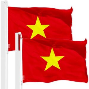 G128 2 Pack: Vietnam Vietnamese Flag | 3x5 Ft | LiteWeave Pro Series Printed 150D Polyester | Country Flag, Indoor/Outdoor, Vibrant Colors, Brass Grommets, Thicker and More Durable Than 100D 75D Poly