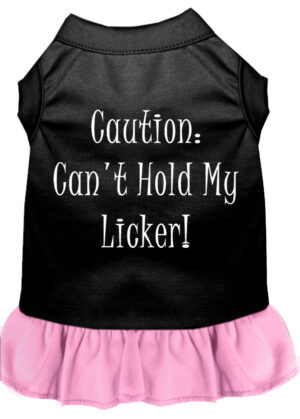 Can't Hold My Licker Screen Print Dress Black With Light Pink Xl (16)