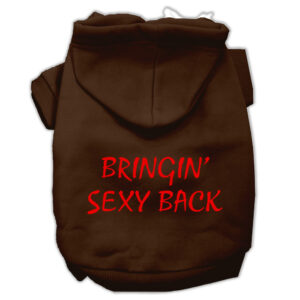 Bringin' Sexy Back Screen Print Pet Hoodies Brown Size Xs (8)