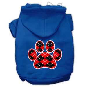 Argyle Paw Red Screen Print Pet Hoodies Blue Size Xl (16)