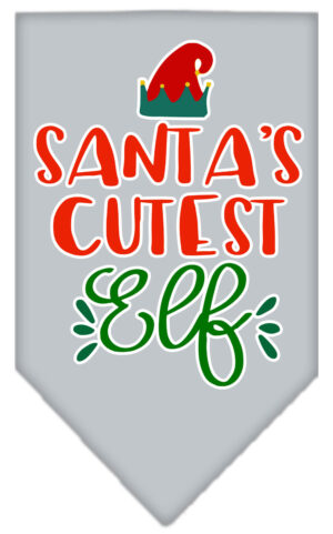 Santa's Cutest Elf Screen Print Bandana Grey Large